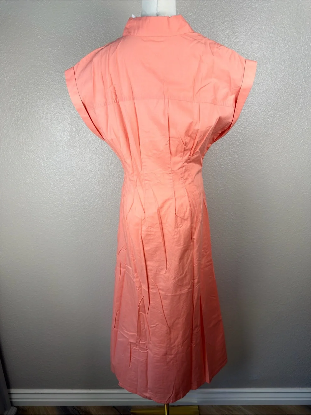 NWT GAP Coral-Peach Button Front Shirt Midi Dress, Medium - Picture 4 of 9